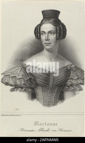 Porträt von Marianne, Prinzessin der Niederlande, Anonym, 1830 - 1899 gedrucktes Porträt von Marianne. Am unteren Rand ihres Namens und ihres Titels. Druckerei: Niederlandsprinter: Berliner Papier Stockfoto