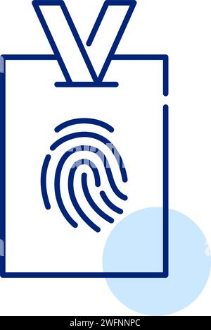 ID-Abzeichen mit Fingerabdruck. Biometrischer Zugang. Pixelperfekter, bearbeitbarer Kontur Stock Vektor