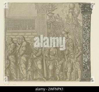 TRIOMFTOCHT van Julius Caesar, Andrea Andreani, nach Bernardo Malpizzi, nach Andrea Mantegna, 1599 Druckerei: Italien Zeichnung von: MantuaAfter Design von: Mantua Papier Triumph von Caesar. Taschenlampe Stockfoto