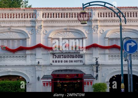 On On Hotel in der Altstadt von Phuket Town, Phuket, Thailand, 1927 erbaut; heute renoviert und als Boutique-Hotel The Memory at On geführt Stockfoto