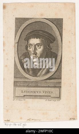 Portret Van Juan Luis Vives, Emanuel Eichel, nach Georg Melchior Kraus, 1747 - 1782 Print Augsburger Papierstich / Ätzen historischer Personen Stockfoto