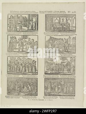 Die festlichen Geys, die nur zu feiern sind, / von Jahr zu Jahr, aber man hat mit viruly Manieren / Sie sehen in diesem Druck gestel, ô Kindren! Dargestellt, / unterhalten Sie dann Sie lesen und spielen, 1806 - 1830 Print Blatt mit 8 Aufführungen der Kalenderfeste: Neujahr, drei Könige, Fastenabend, Palmasen, Pfingsten, fair, Sint-Maarten und Weihnachten. Unter jedem ist ein Vers in zwei Spalten zu sehen. Rechts oben nummeriert: Nr. 218. Print Maker: Niederlande Verlag: Zaltbommel Papier Buchdruck 1. Januar ( Festlichkeiten). Epiphanie. Faschingsdienstag. Palmensonntag. Pfingsten, Pfingsttag. St. Stockfoto