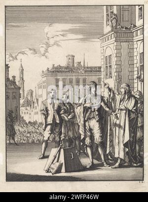 Enthauptung von Karl I., König von England, in London, 1649, Jan Luyken, 1698 Druck Amsterdam Papier, das gewaltsamen Tod durch Enthauptung Whitehalls graviert Stockfoto