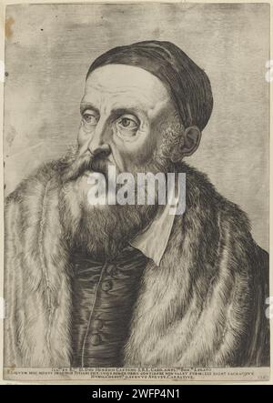 Porträt des Malers Tizian, Agostino Carracci, nach Tizian, 1587 Druckgraphiker: Italien Malerei von: VeniceItalyBologna Papierstich historischer Personen. Porträt, Selbstporträt des Künstlers Stockfoto