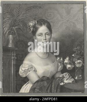 Porträt von Marianne, Prinzessin der Niederlande, Anonym, 1825 - 1899 gedrucktes Porträt von Marianne. Sie ist in einer Abreise mit einer Rose in der linken Hand. Niederlande Papier Stockfoto
