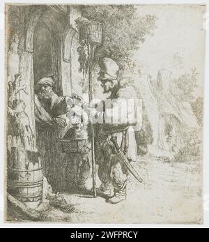 Der Rattenfänger, Rembrandt van Rijn, 1632 Druckpapier, das Rattenjäger ätzt Stockfoto