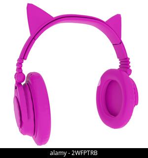 Cat-Ohr-Kopfhörer isoliert auf weißem Hintergrund. Hochwertige 3D-Illustration Stockfoto