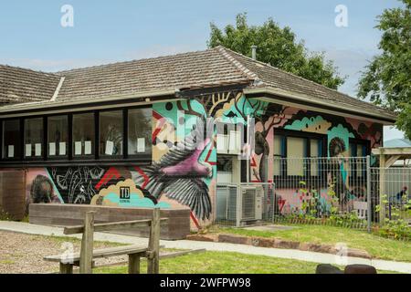 School Street Art, Rye, Victoria, Australien Stockfoto