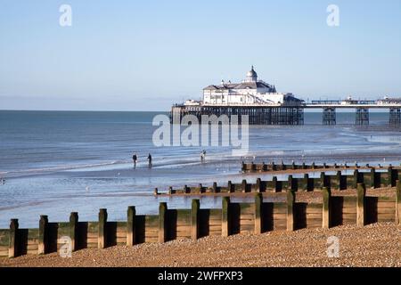 eastbourne Beach und Pier an der östlichen Küste von sussex Stockfoto