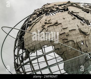 Wunderbares Afrika-Foto der unisphere des bekannten Flushing Meadows-Corona Park im Queens Borough von New York (USA). Stockfoto