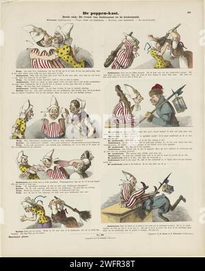 Das Puppenschrank / drittes Stück: Die Frau von Janklaassen und de Keukenmeid, C. Reinhardt, 1843 - ca. 1920 Print Blatt mit 7 Darbietungen von Puppenpuppen. Unter dem Bildtext für eine Puppentheorie. In der Mitte nummeriert: NRO. 60. Rechts oben nummeriert: 60. Hersteller: DeutschlandVerlag: München Drucker: Münchner Papier Buchdruck Puppe und Marionettenschau. Puppe. Punch und Judy. Küchenmädchen, Küchendiener Stockfoto