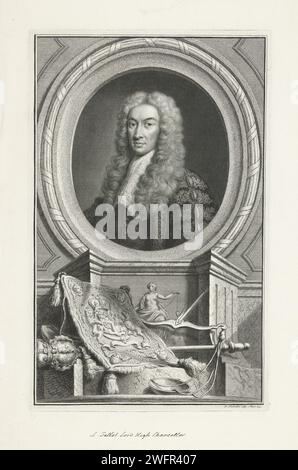 Porträt von Charles Talbot, 1. Baron Talbot van Hensol, Jacob Houbraken, nach Jan van der Banck, 1739 Druck Amsterdam Papier Radierung / Gravur / Stift Stockfoto