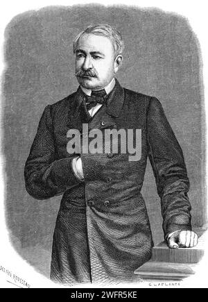 Porträt von Ferdinand de Lesseps (1805–1894) französischer Baumeister des Suez-Kanals. Vintage oder historische Gravur oder Illustration 1863 Stockfoto