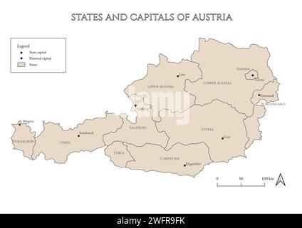 österreich, wien, niederösterreich, oberösterreich, salzburg, tirol, vorarlberg, steiermark, kärnten, graz, linz, innsbruck, bregenz, klagenfurt, eisenstadt, Stockfoto