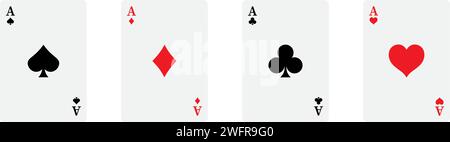 Spielkarten Poker-Symbolsatz Stock Vektor