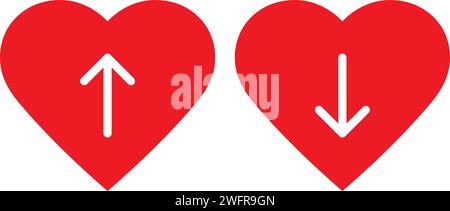 Symbol Herz mit Pfeil nach oben und unten Stock Vektor