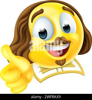 Shakespeare Poet Emoticon Emoji Cartoon Face Ikone Stock Vektor