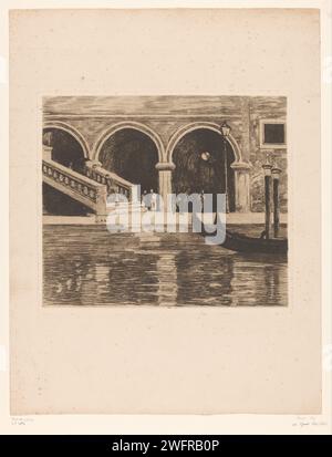 Blick auf die Treppe zur Ponte di Rialto in Venedig, Willem Witsen, ca. 1914 - ca. 1919 Drucken Amsterdam Papier Gravieren Kanäle, Wasser (in der Stadt). Schräge Straße; Straße mit Stufen oder Treppen. quay Rialtobrug Stockfoto