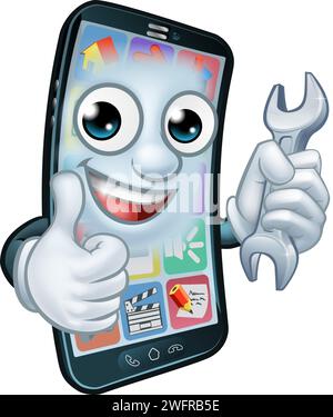 Handy Reparatur Schlüssel Daumen nach oben Cartoon Stock Vektor