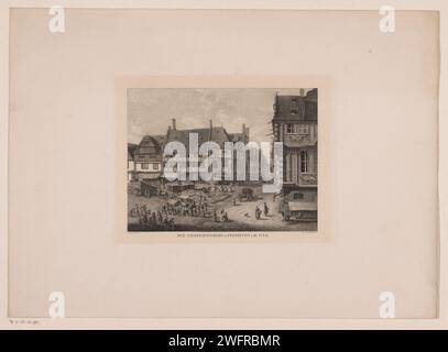 Test op de Liebfrauenberg in Frankfurt am Main, Johann Kaspar Eissenhardt, nach Christian Georg Schütz (I), 1880 Druckpapier. Zierbrunnen zum Ätzen. Markt. Stadtblick im Allgemeinen; 'Veduta' Frankfurt am Main Stockfoto