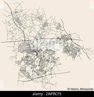 Straßenkarte des STADTTEILS ST HELENS, MERSEYSIDE Stock Vektor