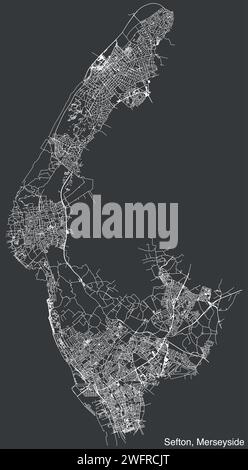 Straßenkarte des STADTTEILS SEFTON, MERSEYSIDE Stock Vektor