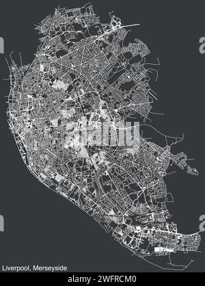 Straßenkarte des STADTTEILS LIVERPOOL, MERSEYSIDE Stock Vektor