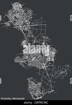 Straßenkarte des STADTTEILS KNOWSLEY, MERSEYSIDE Stock Vektor