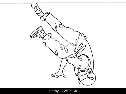 Break Dancer - durchgehende einzeilige Zeichnung. Stock Vektor
