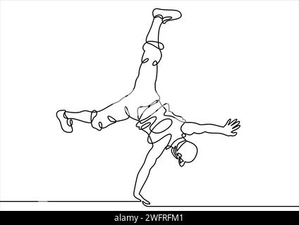 Break Dancer - durchgehende einzeilige Zeichnung. Stock Vektor