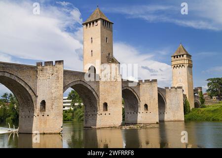 Pont Valentre in Cahors, Okzitanien, Frankreich. Stockfoto