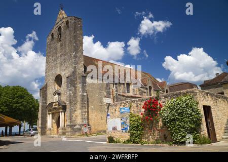 Kirche Notre Dame de l'Assomption of Domme, Dordogne, Nouvelle-Aquitaine, Frankreich. Stockfoto