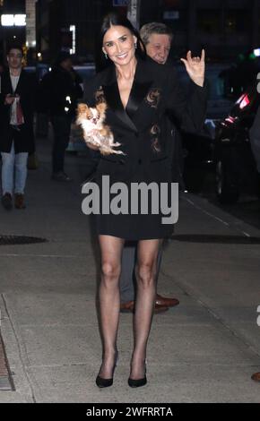 NewYork, NY, USA. Januar 31, 2024. Demi Moore wurde bei der Late Show mit Stephen Colbert am 31. Januar 2024 in New York City gesehen. Quelle: Rw/Media Punch/Alamy Live News Stockfoto