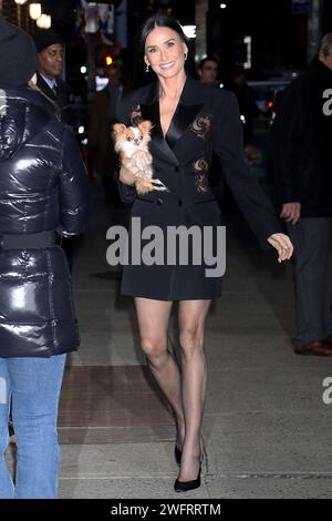 NewYork, NY, USA. Januar 31, 2024. Demi Moore wurde bei der Late Show mit Stephen Colbert am 31. Januar 2024 in New York City gesehen. Quelle: Rw/Media Punch/Alamy Live News Stockfoto