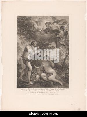 Adam and Eva After the Fall, Jean Jacques Flipart, nach Charles Joseph Natoire, 1755 Druckgraphiker: Francepublisher: Paris Papiergravur / Radierung Temptation and Fall (Szenen mit Adam und Eva) Stockfoto