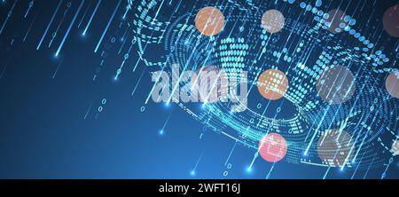 Big Data. Abstrakte digitale futuristische Drahtmodellvektorillustration auf Technologiehintergrund. Data Mining und Management-Konzept. Handgezeichnete Kunst. Stock Vektor