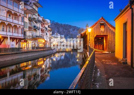 Stadt Thun und Aare Abendblick, Berner Region in der Schweiz Stockfoto