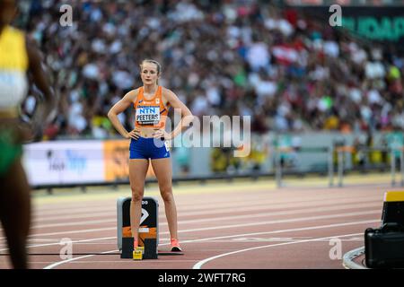 Cathelijn PEETERS, die an den 400-Meter-Hürden bei den Leichtathletik-Weltmeisterschaften 2023 in Budapest teilnahmen. Stockfoto