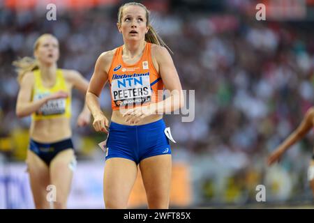 Cathelijn PEETERS, die an den 400-Meter-Hürden bei den Leichtathletik-Weltmeisterschaften 2023 in Budapest teilnahmen. Stockfoto