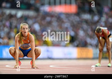 Cathelijn PEETERS, die an den 400-Meter-Hürden bei den Leichtathletik-Weltmeisterschaften 2023 in Budapest teilnahmen. Stockfoto