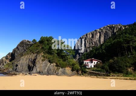 Laga Strand im Biosphärenreservat Urdaibai, Gascogne, Baskenland, Spanien Stockfoto