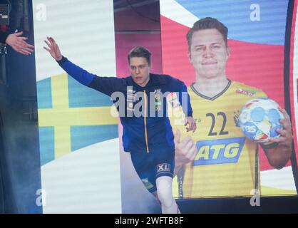 Während der EHF Euro 2024 der Männer, Platzierungsspiel 3/4, Handballspiel zwischen Schweden und Deutschland am 28. Januar 2024 in der Lanxess-Arena in Köln, Deutschland - Foto Laurent Lairys / DPPI Stockfoto