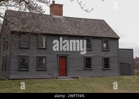 Britische Soldaten wurden hier auf einem laufmarsch von Lexington nach Boston getötet. Heute bekannt als die Battle Road aus dem Amerikanischen Wiederfreiwilligkeitskrieg Stockfoto