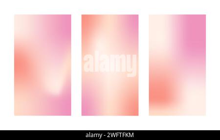 Satz von Hintergründen für rückwirkende Verläufe. Moderne Vektorillustration. Weiche Weichzeichnungskarte. Minimalistischer Hintergrund in Pastellfarben für soziale Medien, Visitenkarten oder Websites Stock Vektor