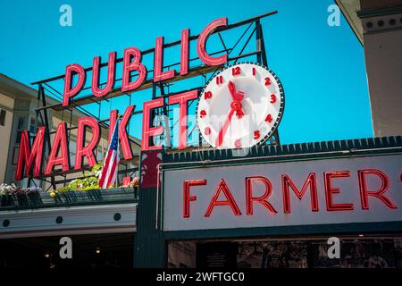 Eine Nahaufnahme eines Pike Place Markts Stockfoto