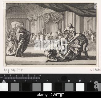 Parable of the Royal Wedding, Jan Luyken, 1703 Print Maker: Haarlem Publisher: Amsterdam Paper Radiching the Unworthy Guest is away  Parabel of the Royal Wedding-fest Stockfoto