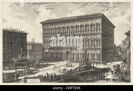 Palazzo Farnese Te Rome, Giovanni Battista Piranesi, 1748 - 1778 Print Ansicht des Palazzo Farnese an der Piazza Farnese in Rom. Titel auf Banderol unten links. Rom Papierätzung Hôtel, d. h. kleiner Palast in der Stadt Palazzo Farnese. Platz Farnese. Rom Stockfoto