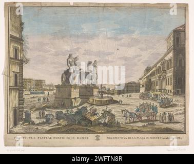 Gezicht OP Het Piazza del Quirinale Te Rome, Familie Remondini (ACTRUTED TO), 1700 - 1799 Druck in der Mitte der Fontana di Monte Cavallo. Auf der rechten Seite palazzo del quirinal. Unten links nummeriert: B 4. Verlag: Bassano del Grappaprint Maker: Italy Paper. Aquarell (Farbe) Ätzen/Pinsel Quadrat, Ort, Zirkus usw. (+ Stadt (-Landschaft) mit Zahlen, Personal). Zierbrunnen (+ Stadt(-Landschaft) mit Figuren, Personal). palazzo del Quirinale. Monte Cavallo Brunnen. Piazza del Quirinale Stockfoto