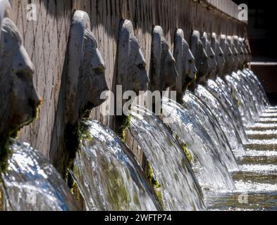 Die Löwenbrunnen im Dorf Spili auf Kreta Stockfoto