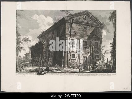 Kirche Sant’Urbano Te Rome, Giovanni Battista Piranesi, 1748 - 1778 Print Ansicht der Chiesa di Sant’urbano in Rom (ursprünglich ein Tempel aus römischer Zeit, erbaut unter Kaiser Marcus Aurelius). Auf dem Druck namens Tempel des Bacchus). Titel und erläuternde Lieder bei STUDMARGE. Rom Papier graviert Landschaft mit Ruinen. Ruine eines Gebäudes  Architektur. Kirche (außen). Römisch-katholische Kirche Sant’Urbano alla Caffarella. Tempel Van Ceres en Faustina. Rom Stockfoto